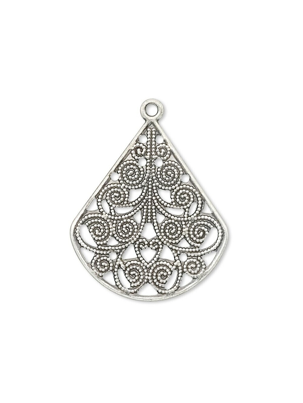 Antiqued Silver Victorian Filigree Teardrop 26mm Focal Drops Charms Beads 2 pcs